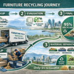 Eco-friendly furniture disposal Vancouver showing 95% landfill diversion through recycling, donation, and consignment process