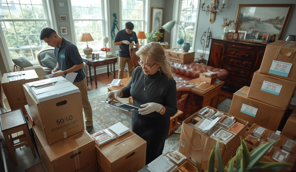 Professional estate liquidation and downsizing services Vancouver - compassionate team helping senior with estate clearing and 50/50 consignment system