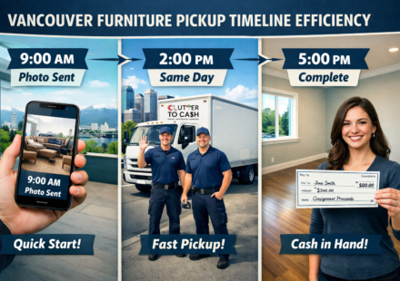 Professional furniture pickup Vancouver service - team loading sofa with equipment, no customer heavy lifting required