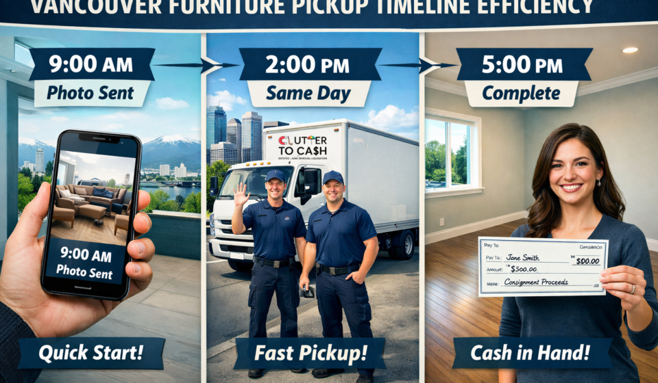 Professional furniture pickup Vancouver service - team loading sofa with equipment, no customer heavy lifting required