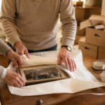 How to downsize a Vancouver home, sorting boxes and furniture in a family living room