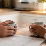Help a family member who hoards, a caring conversation at a kitchen table
