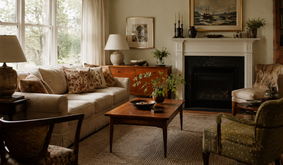 Estate furniture worth in Vancouver, an appraiser examining a vintage sideboard