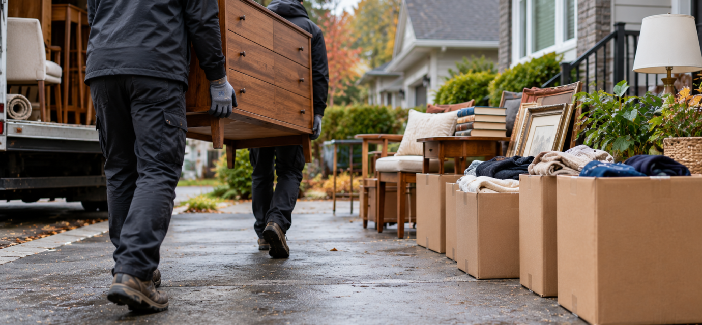 Estate cleanout services Burnaby furniture removal down staircase