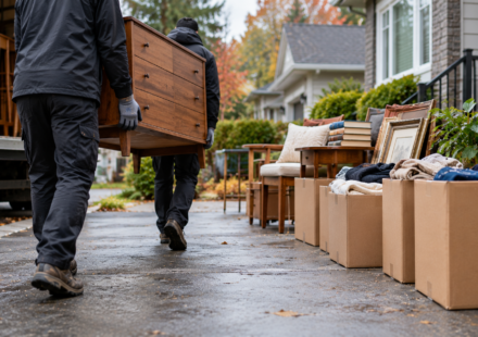 Estate cleanout services Burnaby furniture removal down staircase