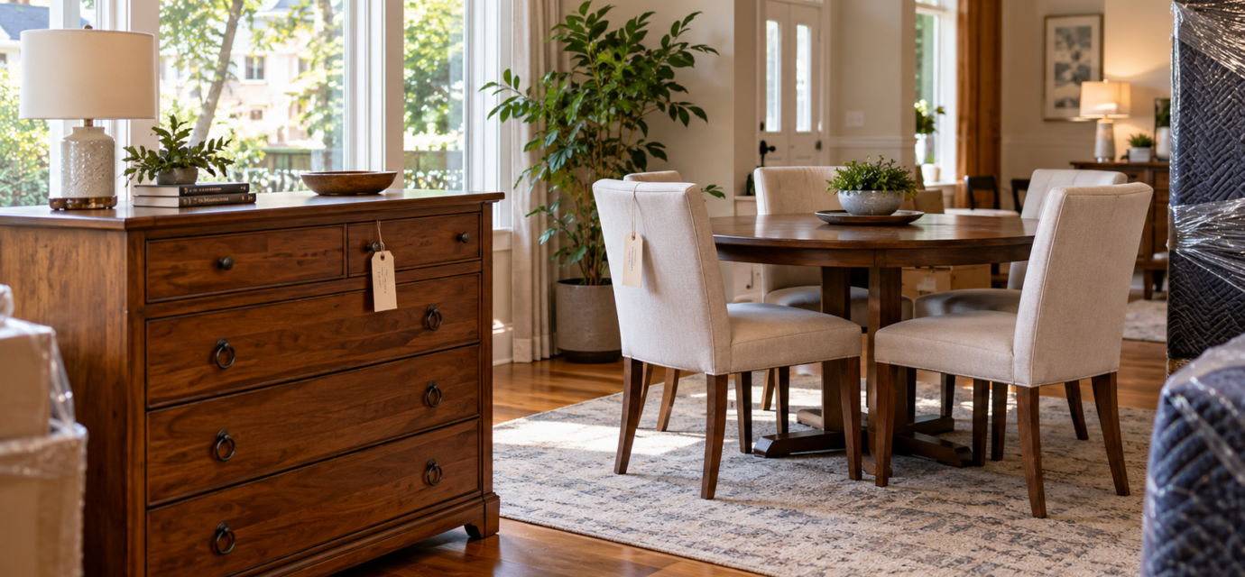Estate consignment Burnaby furniture staged for resale