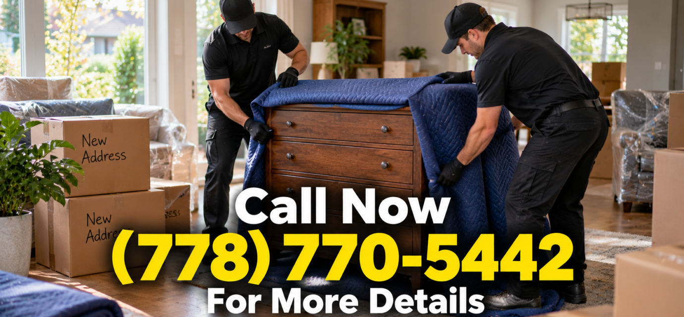 Crew packing furniture while moving estate contents in Burnaby to a new home